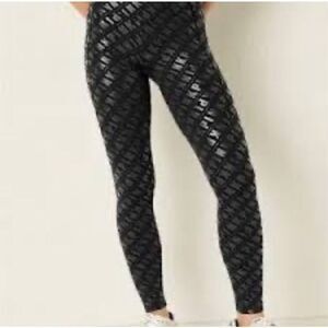 Vs Pink Leggings xxl wet look shiny logo faux leather shimmer